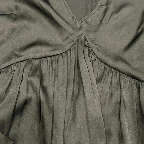 [M] French Connection  Inu Long Sleeve Black Satin Blouse - Picture 7 of 11